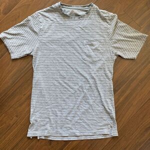 Weatherproof Small grey and white stripe shirt sleeve tee shirt.